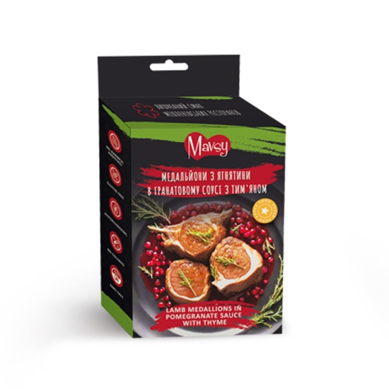 Mavsy Charcoal lamb round chip with thyme Медальоны из ягненка в гранатовом соусе с тимьяном