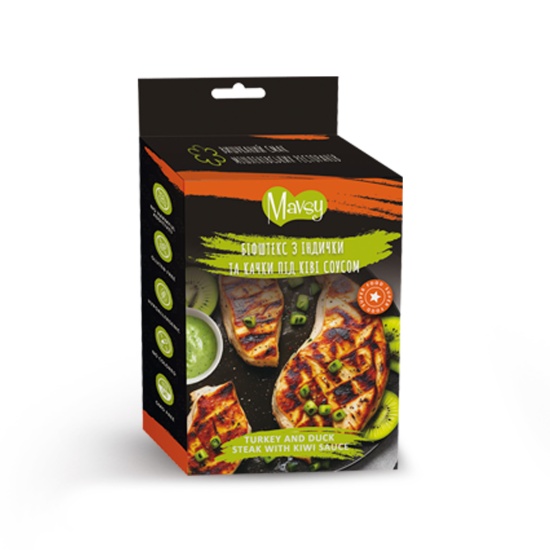 Mavsy Turkey duck round chip with kiwi Бифштекс из индейки и утки под киви соусом