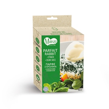 Mavsy Rabbit+spinach+milk powder Парфе из кролика на шпинатной подушке со сливочным соусом