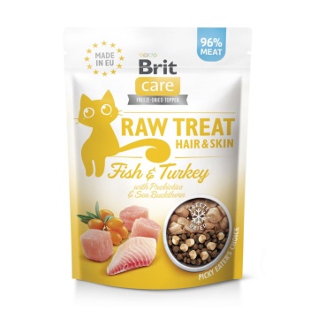 Лакомство для кошек Brit Raw Treat Hair & Skin Freeze-dried с рыбой и индейкой