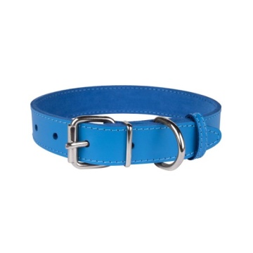 Нашийник для Собак Шкіряний "Весна" Блакитний