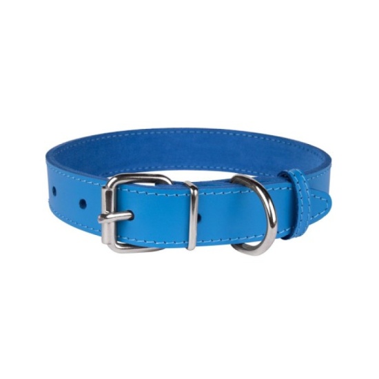 Нашийник для Собак Шкіряний "Весна" Блакитний