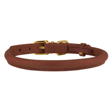 Ошейник для собак круглый кожаный BronzeDog Crazy Коньячный