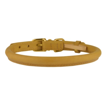 Ошейник для собак круглый кожаный BronzeDog Crazy Горчичный