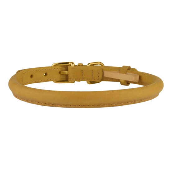 Ошейник для собак круглый кожаный BronzeDog Crazy Горчичный