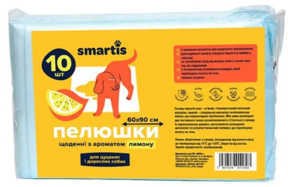 Пеленки ежедневные Smartis с ароматом лимона, для собак