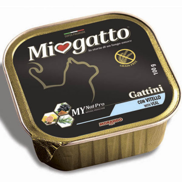 Беззерновые консервы для котят от 1 месяца MioGatto Gattini с телятиной