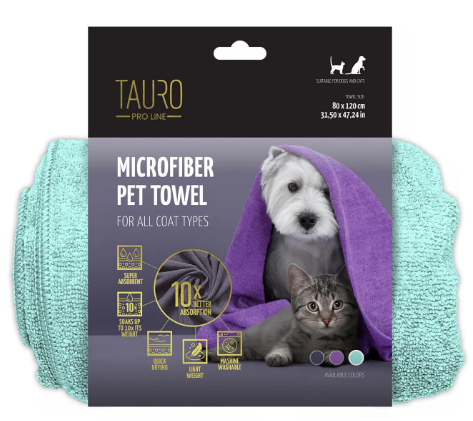 Полотенце для домашних животных Tauro Pro Line из микрофибры. Мятный