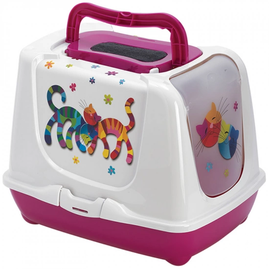 Moderna Trendy Cat FF Pink закрытый туалет для котов c угольным фильтром и совком