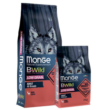 Monge BWild Low Grain Wild Deer Adult All Breeds - Низкозерновой сухой корм из мяса оленя для взрослых собак всех пород