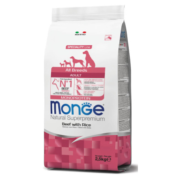Monge Monoprotein All Breeds Adult Beef with Rice с говядиной и рисом для взрослых собак всех пород
