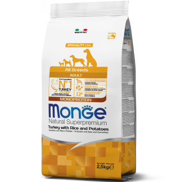 Monge Monoprotein All Breeds Adult Turkey with Rice с индейкой и рисом для взрослых собак всех пород