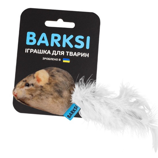 Игрушка для Кошек Barksi Мышка с колокольчиком и перьями 