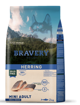 Сухий корм для собак дрібних порід BRAVERY Herring Mini Adult з оселедцем