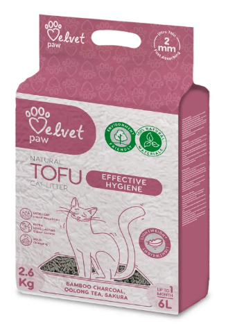 Наповнювач туалетів для котів Velvet Paw TOFU з бамбуковим вугіллям