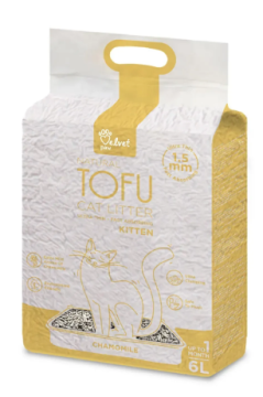 Наповнювач туалетів Velvet Paw TOFU з екстрактом ромашки. для кошенят