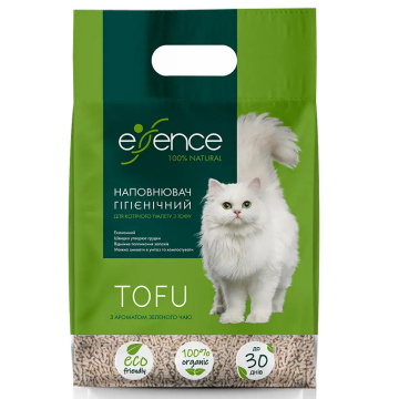 Наповнювач туалету для котів Essence натуральний з ароматом зеленого чаю розмір гранул 1,5 мм, 6 л (тофу)