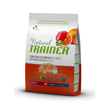 Trainer Natural Super Premium Adult Medium Con Pollo Fresco, Riso & Aloe Vera