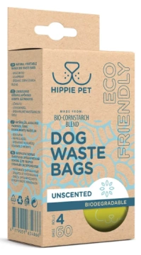 Біорозкладні пакети HIPPIE PET для прибирання за тваринами, без запаху