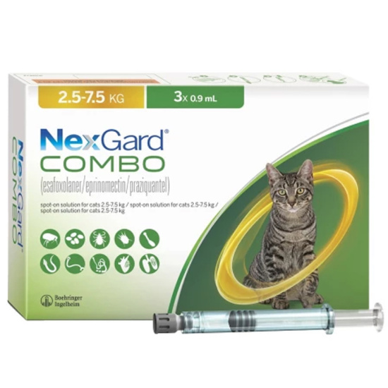 NexGard Combo Нексгард Комбо краплі від бліх, кліщів, гельмінтів для котів, на вагу 2.5-7.5кг