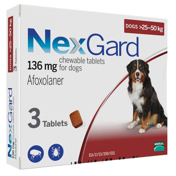 Таблетки NexGard від 25 до 50 кг Нексгард Таблетки від бліх та кліщів для собак