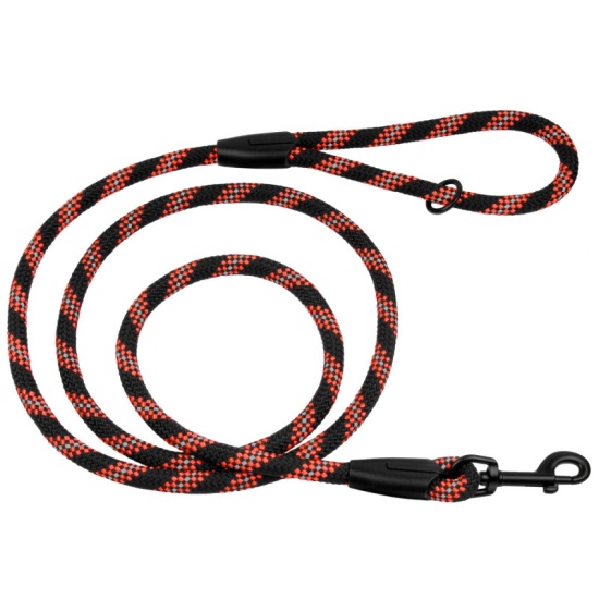 Поводок для Собак Bronzedog Active из Альпинистского Шнура Светоотражающий Черно-Оранжевый