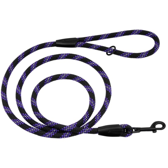 Поводок для Собак Bronzedog Active из Альпинистского Шнура Светоотражающий Черно-Фиолетовый