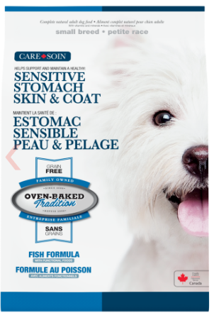 Oven-Baked Tradition Skin & Stomach полностью сбалансированный сухой корм для взрослых собак малых пород с рыбой 