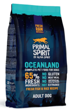 Полнорационный корм для собак PRIMAL SPIRIT OCEANLAND DOG FOOD с рыбой и курицей