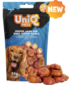 Ласощі для собак UniQ PETS Бублики з курки та ягняти з білим кунжутом
