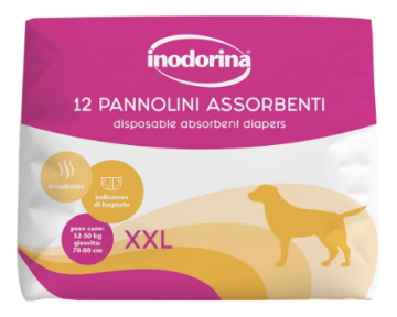 Подгузники Inodorina Pannolini Assorbenti для собак сук, абсорбирующие с индикатором влажности