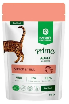 Nature's Protection Prime Sterilised Adult Cats Salmon and Trout Вологий корм для стерилізованих котів з лососем і фореллю
