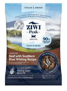 Повнораціонний сухий корм для котів Ziwi Peak Steam Dried Beef with Southern Blue Whiting Recipe Яловичина з синьою рибою путасу