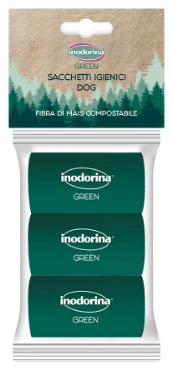 Біорозкладні пакетики Inodorina Sacchetti Green для прибирання з кукурудзяного волокна