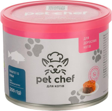 Вологий корм  для дорослих котів Pet Chef паштет м'ясний з рибою 200 г