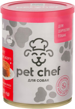Вологий корм для дорослих собак Pet Chef паштет м'ясне асорті 360 г