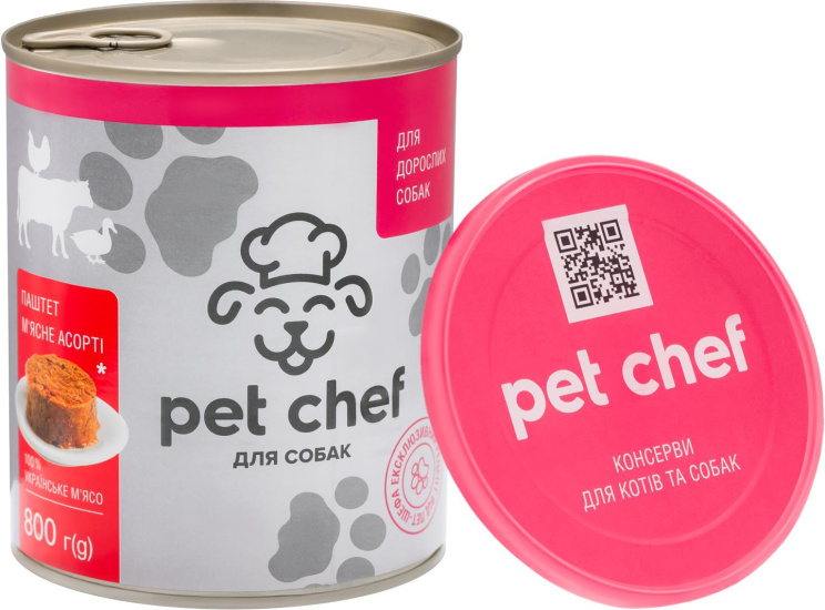 Pet Chef паштет мясне асорті  для дорослих собак ,800 г