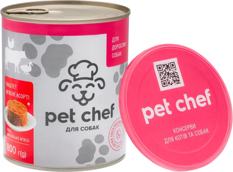 Pet Chef паштет мясне асорті  для дорослих собак ,800 г