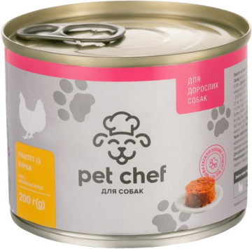 Вологий корм для дорослих собак Pet Chef паштет м'ясний з куркою 200 г