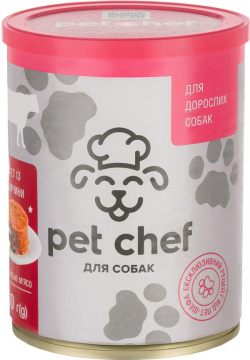 Вологий корм для дорослих собак Pet Chef паштет м'ясний з яловичиною 360 г