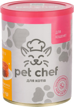 Вологий корм для кошенят Pet Chef паштет м'ясний з куркою 360 г