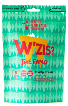 Веганські зубні ласощі для собак Pouch з броколі та спіруліною Dental Fruity Fresh Fang W'ZIS