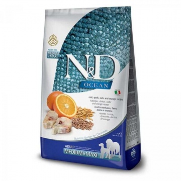 Farmina N&D Ocean Cod, Spelt, Oats & Orange Adult Medium & Maxi