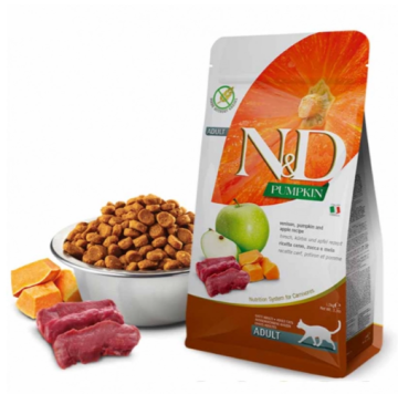 Farmina N&D Grain Free Pumpkin, Venison & Apple беззерновой корм для кошек Тыква, Елена и Яблоки