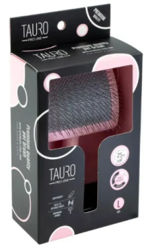 Щетка Tauro Pro Line пластиковая, тонкие и мягкие зубчики из нержавеющей стали 25 мм, розовая