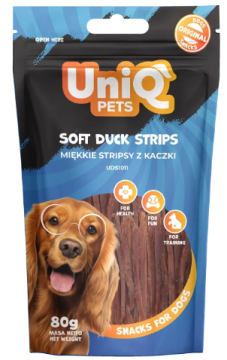 Ласощі для собак UniQ PETS М'які качині смужки