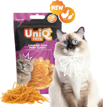 Ласощі для котів Uniq PETS CAT SNACKS MIMI Міні слайси з курки та тріски