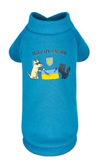 Толстовка Pet Fashion "Peace for Ukraine" для собак, блакитна