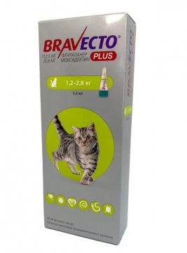 Бравекто Plus для Котів/Bravecto Plus Cat 1,2-2,8кг