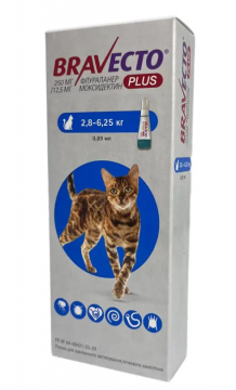 Бравекто Plus для Котів/Bravecto Plus Cat 2,8-6,25кг